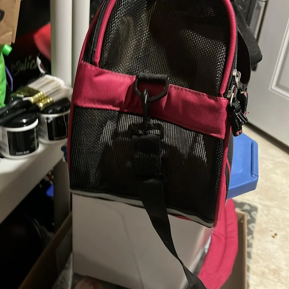 Hot pink pet carrier